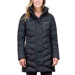 Marmot Long Down Jacket with Removable Faux Fur Ruff Hood